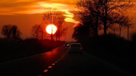 Roads sunset wallpaper