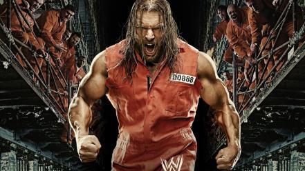 Triple h wwe world wrestling entertainment men prison wallpaper