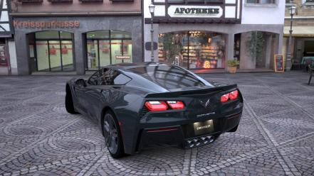 Turismo 5 back black chevrolet corvette c7 wallpaper