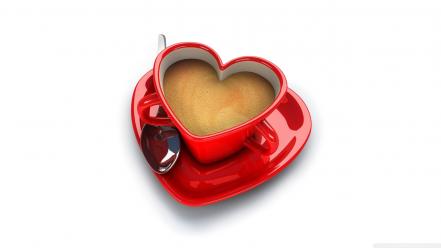 Abstract coffee cups hearts love wallpaper