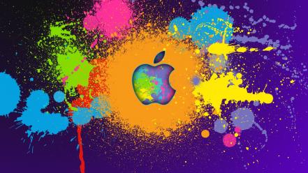 Apple colors digital art grunge paint wallpaper
