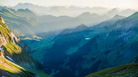 Europe switzerland fog hills landscapes wallpaper