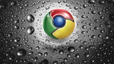 Google chrome logos water drops wallpaper
