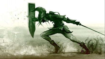 Of zelda green shields swords video games wallpaper