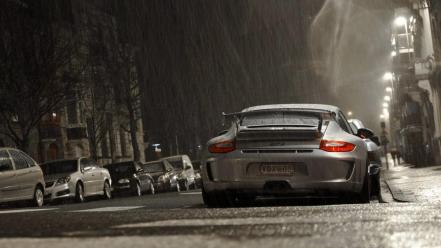 Porsche 911 gt3 cars night rain wallpaper