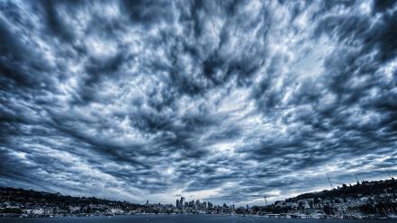 Seattle cities clouds sea skyscapes wallpaper