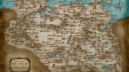 Elder scrolls v skyrim maps video games wallpaper