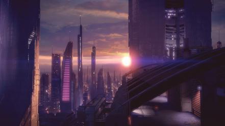 Mass effect cityscapes concept art fantasy futuristic wallpaper