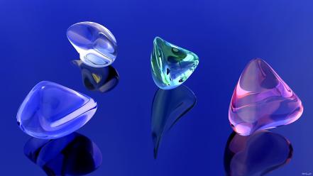 Blue background crystal digital art gems wallpaper