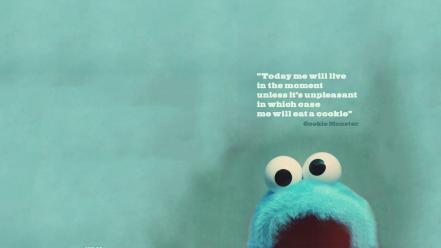 Cookie monster sesame street blue quotes wallpaper