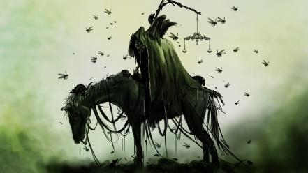 Horsemen of apocalypse animals artwork crows wallpaper
