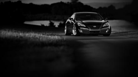 Hyundai genesis coupe cars grayscale wallpaper