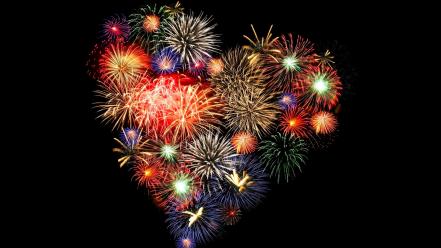 Love heart fireworks wallpaper