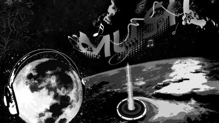 Moon black and white luna music musica wallpaper