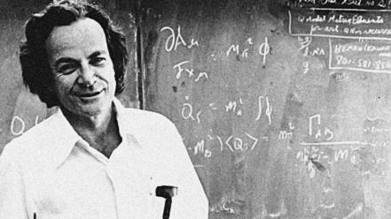 Richard feynman blackboards equations grayscale men wallpaper