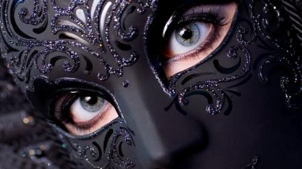 Venetian masks blue eyes fashion wallpaper