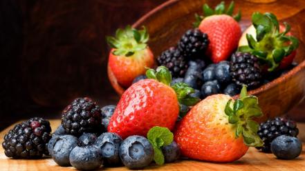 Baskets blackberries blueberries food fruits wallpaper
