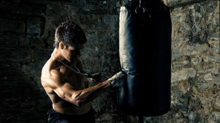 Boxer men punch punching bag wallpaper