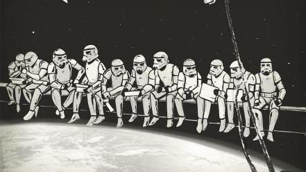 Clone troopers star wars construction monochrome outer space wallpaper