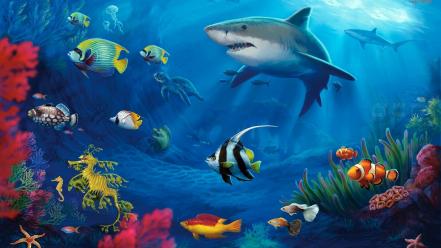 Fish sharks undersea underwater wallpaper