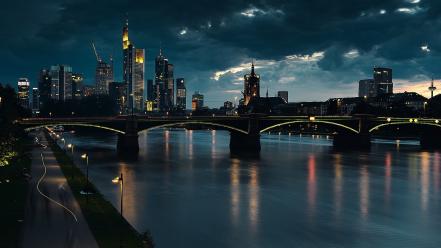 Frankfurt germany bridges rivers urban wallpaper