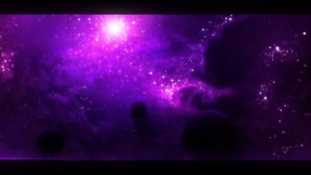 Illusions nebulae outer space planets purple wallpaper