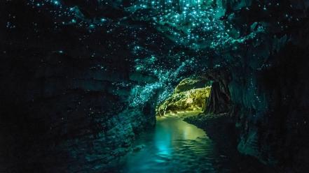 New zealand cave destination glow tour wallpaper
