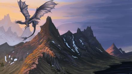 fantasy art dragon landscape wallpaper