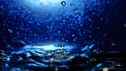Blue close-up splashes water wallpaper