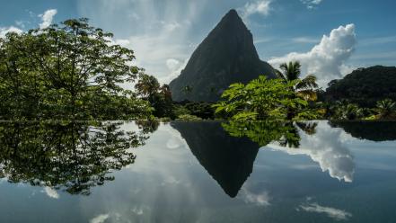 Caribbean landscapes mountains reflections saint lucia wallpaper