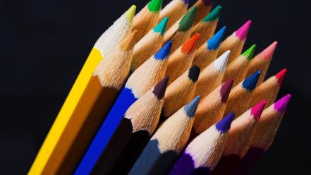 Colored pencils colors macro white background wallpaper