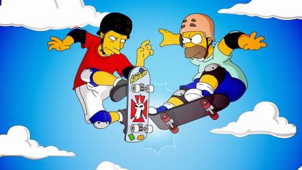 Homer simpson the simpsons tony hawk skateboards wallpaper