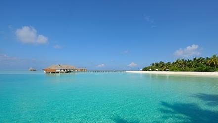 Maldives seychelles water white sand wallpaper