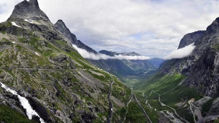 Trollstigen clouds landscapes mountains nature wallpaper