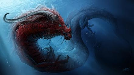 Artwork dragons fantasy art sunlight underwater wallpaper