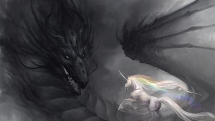 Artwork dragons fantasy art unicorns wings wallpaper