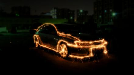 Cars digital art light painting photo manipulation wallpaper
