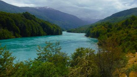 Chile patagonia without dams clouds forests green wallpaper