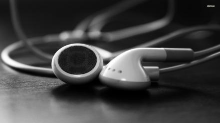 Ear grayscale headphones music wallpaper