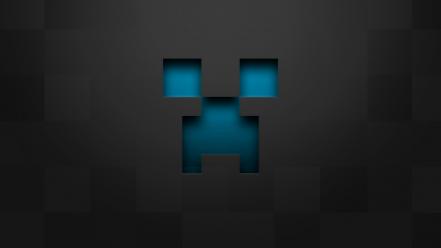 Minecraft blue creeper gray pixelart wallpaper