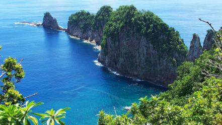 Samoa blue cliffs green islands wallpaper
