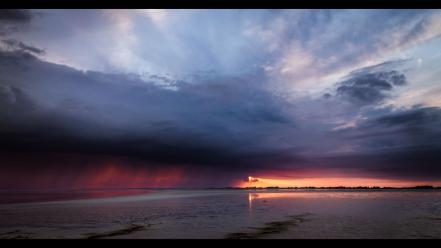 Clouds beach rain skyscapes wallpaper