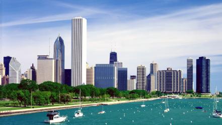 Lake michigan chicago skyline wallpaper