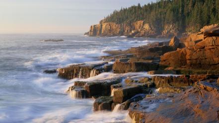 Landscapes nature beach maine otters national park acadia wallpaper