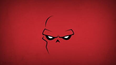 Minimalistic red skull background villians blo0p wallpaper