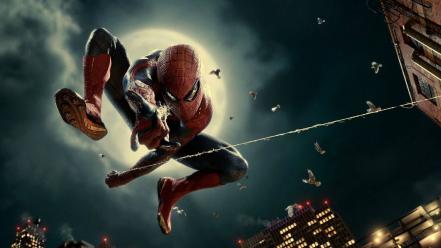 Movies spider-man moon jumping buildings web marvel game wallpaper