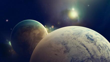 Outer space planets fantasy art wallpaper