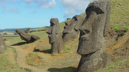 Chile easter island clouds islands landscapes wallpaper
