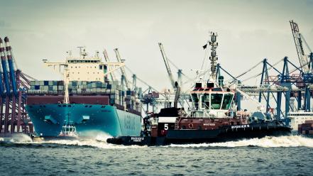 Germany hamburg cranes harbours port wallpaper