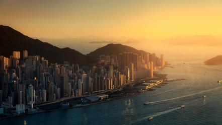 Hong kong cities cityscapes ocean sea wallpaper